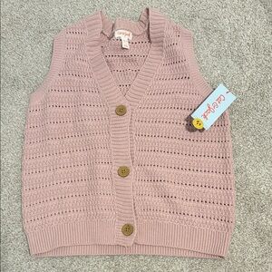 Cat & Jack Blush Knit Vest with Buttons